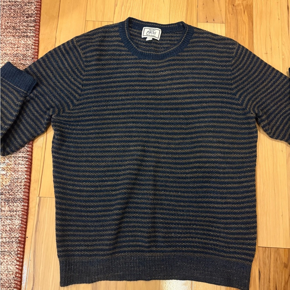 Vintage Jos. A. Bank Striped Sweater - Navy and Brown size Large